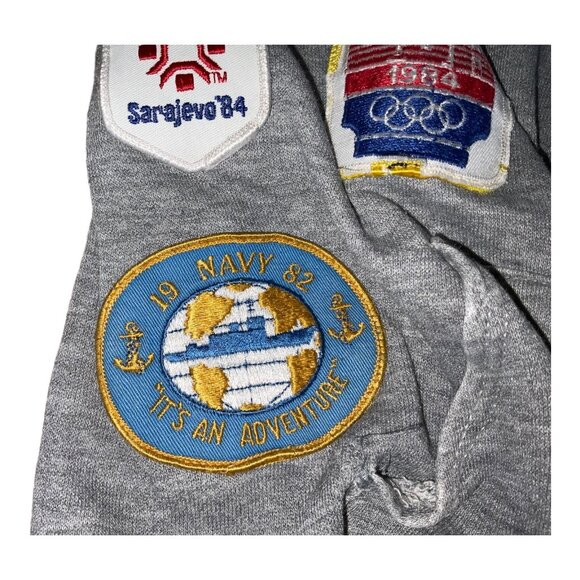 Vintage Gray Hoodie With Sewn-On Collectible Patches - Picture 5 of 16